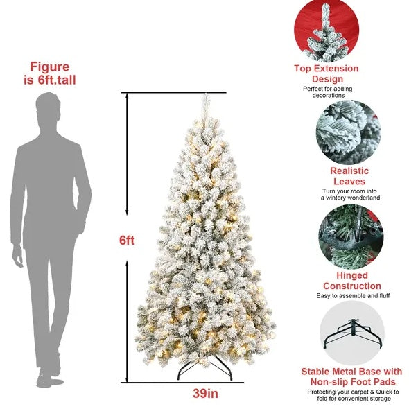 5ft Pre-lit Flocked Artificial Christmas Tree Environmentally Friendly Fireproof Artificial Christmas Flocked Tree