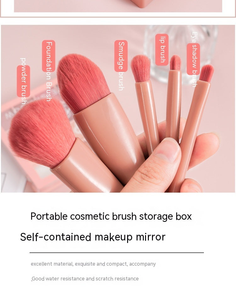 Portable Models 5 Makeup Brushes Suit Mini Multifunctional With Mirror