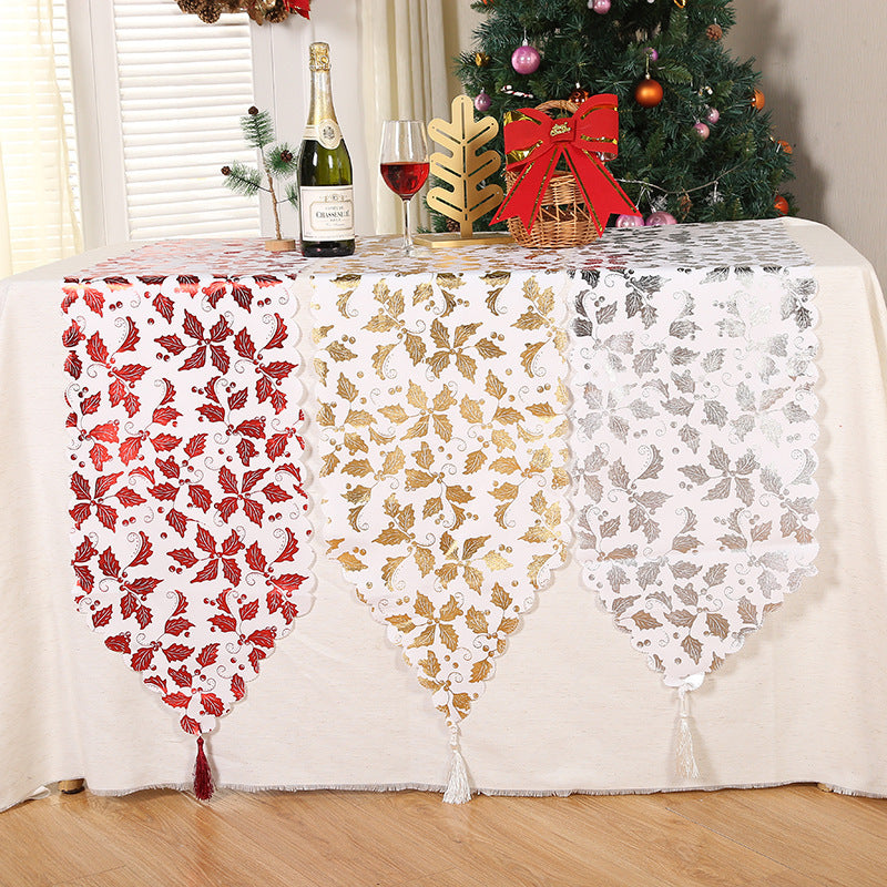 Christmas Snowflake Leaves Table Runner Table Decoration Decorations