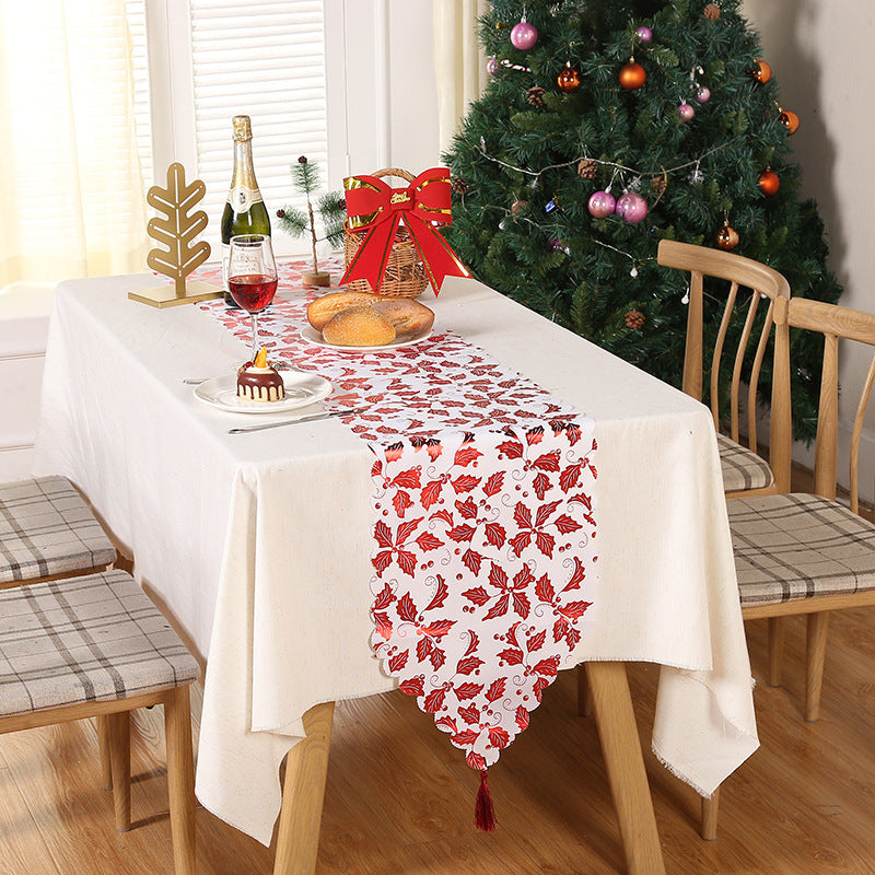 Christmas Snowflake Leaves Table Runner Table Decoration Decorations