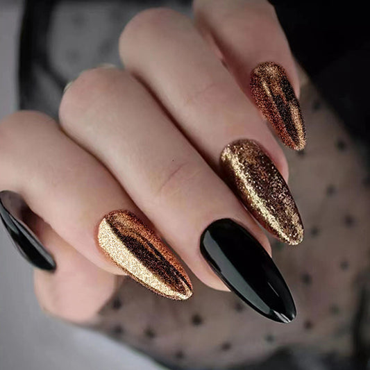 Flash Black Gold European And American Nails