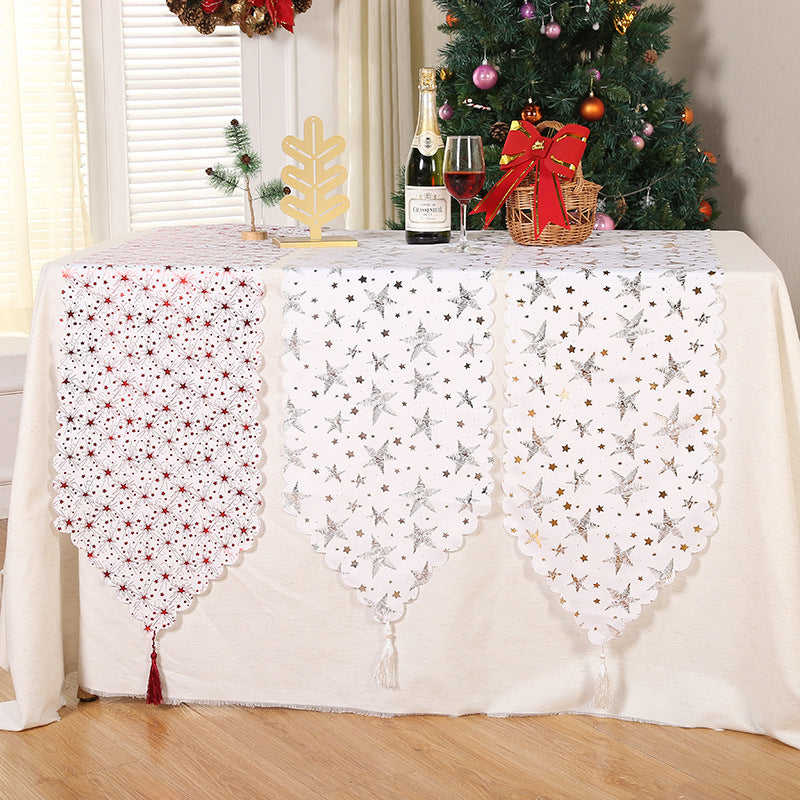 Christmas Snowflake Leaves Table Runner Table Decoration Decorations