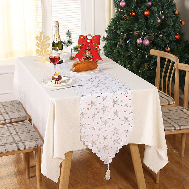 Christmas Snowflake Leaves Table Runner Table Decoration Decorations